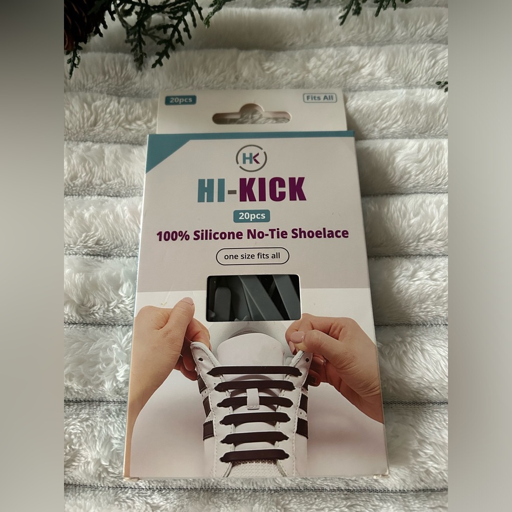 Hi-Kick Silicone No Tie Shoelaces Gray 20 Pack Stretch Slip On Shoe Laces